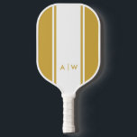 ミニマル金ゴールドとホワイトストライプモノグモダンラム ピックルボールラケット<br><div class="desc">ミニマルなカスタムデザインとモノグラムイニシャルを搭載しストライプた独自のピクルボールモダンパドルを作パーソナライズされた成する。</div>