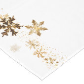 ミニマル金ゴールドとホワイトスノーフレークファミリー名 ミディアムテーブルランナー (コーナー)