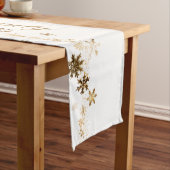 ミニマル金ゴールドとホワイトスノーフレークファミリー名 ミディアムテーブルランナー (インサイチュ)