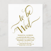 ミニマル金ゴールドとホワイトバジェット結婚式招待状 (正面)