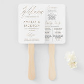 ミニマル金ゴールドと白結婚人式 ハンドファン (正面&裏面)