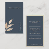 ミニマル金ゴールドの葉の名刺 名刺 (正面/裏面)