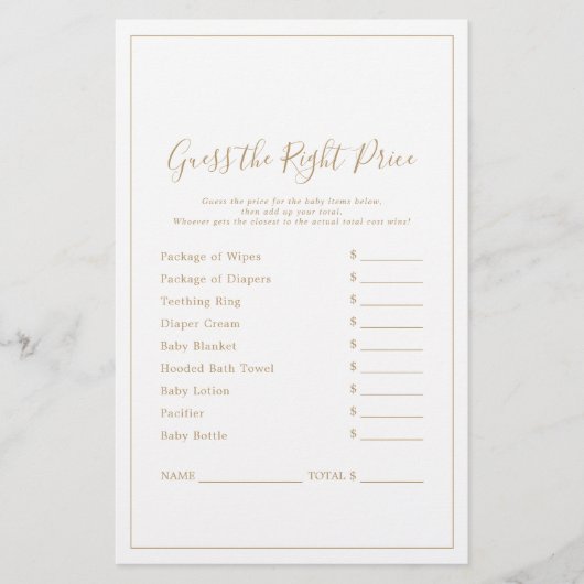 ミニマル金ゴールドは正しい価格ゲームを推測 (正面)