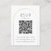 ミニマル金ゴールドアーチフォトQRコードウェディングRSVP エンクロージャーカード (正面)