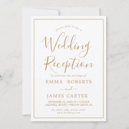 ミニマル金ゴールドウェディングレセプション招待状 招待状