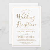 ミニマル金ゴールドウェディングレセプション招待状 招待状 (正面/裏面)