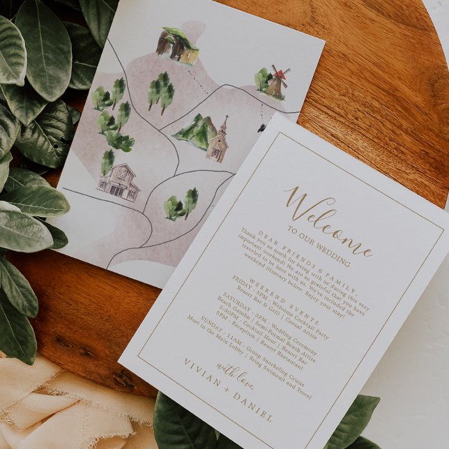 ミニマル金ゴールドウェルカムレターの旅程とマップ (クリエイターアップロード済み)