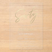 ミニマル金ゴールドエレガントスクリプト60誕生日 アクリル招待状 (正面)