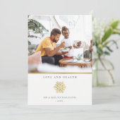 ミニマル金ゴールドエレガントスノーフレークフォトラブ&ヘルス シーズンカード (スタンド正面)