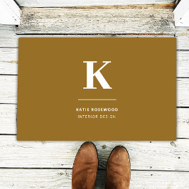ミニマル金ゴールドエレガント洗練ルクスモノグラム ドアマット
