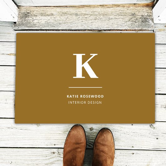 ミニマル金ゴールドエレガント洗練ルクスモノグラム ドアマット