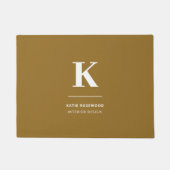 ミニマル金ゴールドエレガント洗練ルクスモノグラム ドアマット (正面)