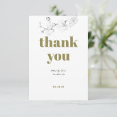 ミニマル金ゴールドオーキッ結婚ト写真の提供 サンキューカード (スタンド正面)