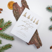 ミニマル金ゴールドクリスマスツリーパーティの招待状 招待状