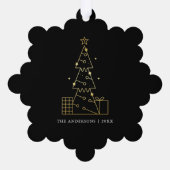 ミニマル金ゴールドクリスマスツリーモダンブラック オーナメントカード (裏面)