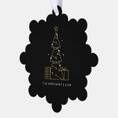 ミニマル金ゴールドクリスマスツリーモダンブラック オーナメントカード (左)