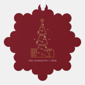 ミニマル金ゴールドクリスマスツリーモダンレッド オーナメントカード (裏面)