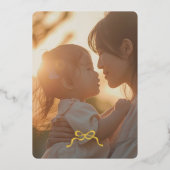 ミニマル金ゴールドクリスマスボウ | フォト 箔シーズンカード (正面)