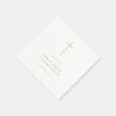 ミニマル金ゴールドクロスファースト聖餐式 スタンダードカクテルナプキン (角)