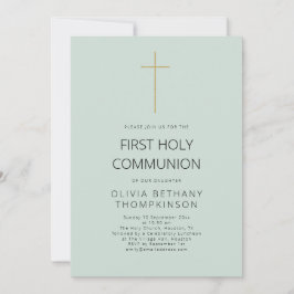 ミニマル金ゴールドクロスファースト聖餐式 招待状