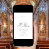 ミニマル金ゴールドクロスファースト聖餐式 招待状