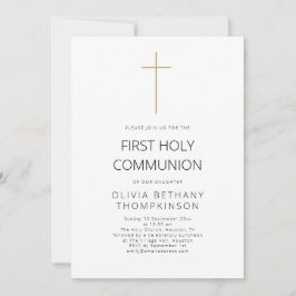 ミニマル金ゴールドクロスファースト聖餐式 招待状
