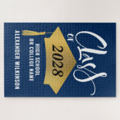 ミニマル金ゴールドグラッドキャップススタイリッシュクリプト卒業 ジグソーパズル (横)