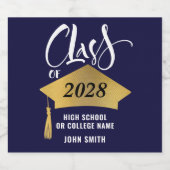 ミニマル金ゴールドグラッドキャップススタイリッシュクリプト卒業 スパークリングワインラベル (シングルラベル)