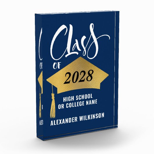 ミニマル金ゴールドグラッドキャップススタイリッシュクリプト卒業 フォトブロック (左)