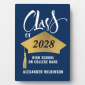 ミニマル金ゴールドグラッドキャップススタイリッシュクリプト卒業 フォトプラーク (正面)