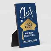 ミニマル金ゴールドグラッドキャップススタイリッシュクリプト卒業 フォトプラーク (側面)