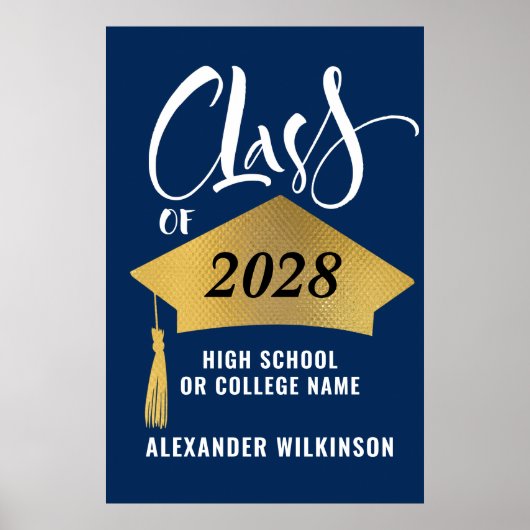 ミニマル金ゴールドグラッドキャップススタイリッシュクリプト卒業 ポスター (正面)