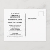 ミニマル金ゴールドグラッドキャップススタイリッシュクリプト卒業 案内ポストカード (裏面)