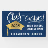 ミニマル金ゴールドグラッドキャップススタイリッシュクリプト卒業 横断幕 (横)