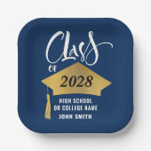 ミニマル金ゴールドグラッドキャップスタイリッシュ卒業パーティー ペーパープレート (正面)