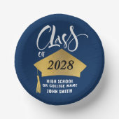 ミニマル金ゴールドグラッドキャップスタイリッシュ卒業パーティー ペーパーボウル (正面)