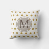ミニマル金ゴールドグリッターとグレーモノグラム クッション (裏面)