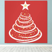 ミニマル金ゴールドグリッタークリスマスツリー キャンバスプリント (インサイチュ (ウッドフロア))