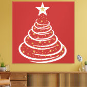 ミニマル金ゴールドグリッタークリスマスツリー キャンバスプリント (インサイチュ (リビング))