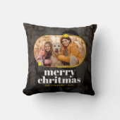 ミニマル金ゴールドグリッタークリスマスファミリー写真 クッション (正面)