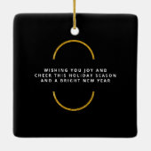 ミニマル金ゴールドグリッタークリスマスファミリー写真 セラミックオーナメント (裏面)
