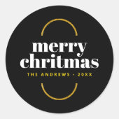 ミニマル金ゴールドグリッタークリスマスファミリー ラウンドシール (正面)