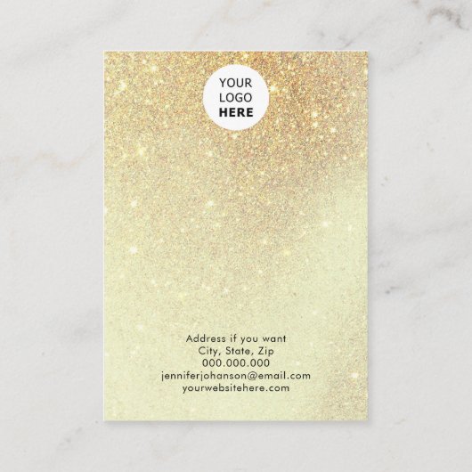 ミニマル金ゴールドグリッタージュエリーホルダーイヤリング 名刺 (裏面)