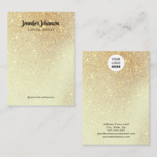 ミニマル金ゴールドグリッタージュエリーホルダーイヤリング 名刺 (正面/裏面)