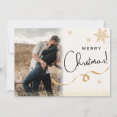 ミニマル金ゴールドグリッター写真クリスマス シーズンカード (正面)