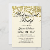 ミニマル金ゴールドグリッター退職パーティー 招待状 (正面)