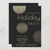 ミニマル金ゴールドサークル企業のホリデーパーティー 招待状 (正面/裏面)