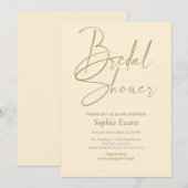 ミニマル金ゴールドシルバーパパイヤホイップブライダルシャワー 招待状 (正面/裏面)