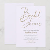 ミニマル金ゴールドシルバーマグノリアブライダルシャワー 招待状 (正面/裏面)