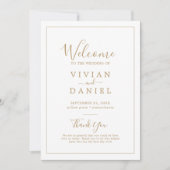 ミニマル金ゴールドシンプル印刷可能結婚式 プログラム (正面)